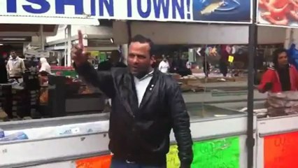 THE ORIGINAL : one pound fish song at Queen's market in east London.