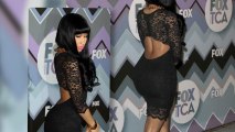 Nicki Minaj Shows Off Her Derriere in a Tight Lace Dress