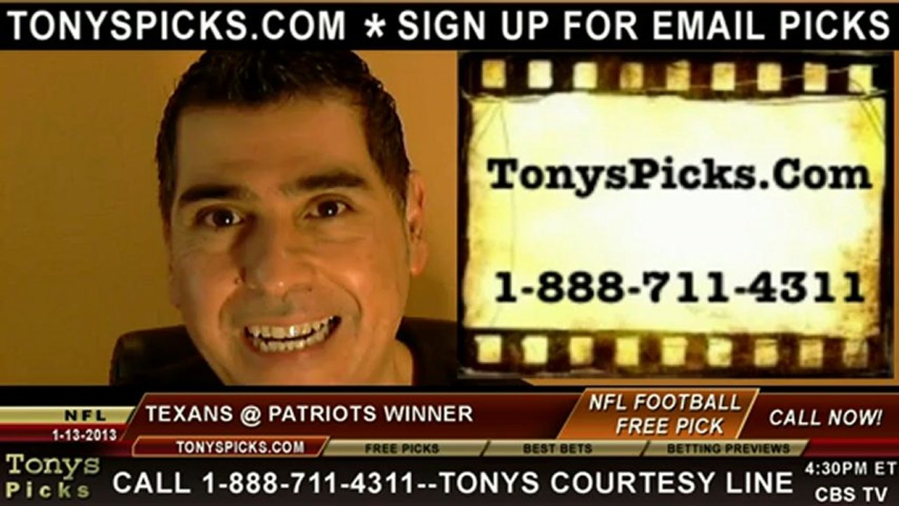 New England Patriots versus Houston Texans Pick Prediction NFL Pro Football AFC Divisional Playoff Odds Preview 1-13-2013
