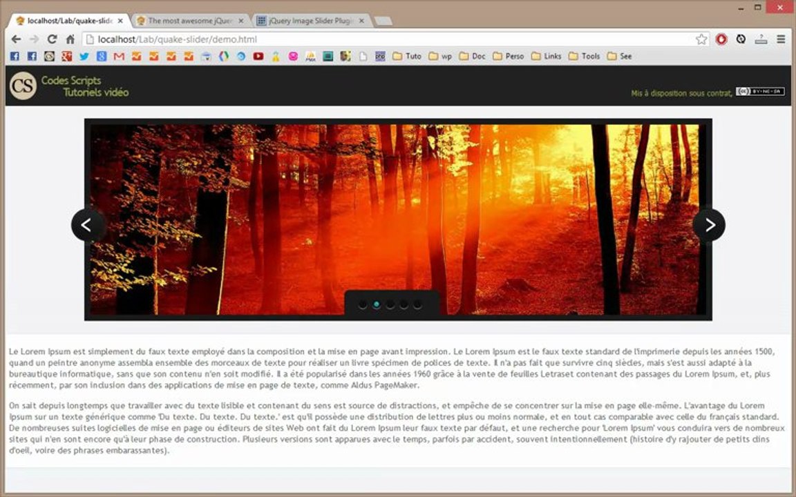 Quake Slider Plugin jQuery avec 40 effets de transition