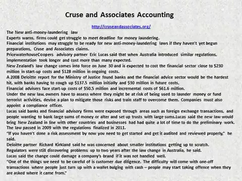 Cruse And Associates Accounting│The New anti-money-laundering law