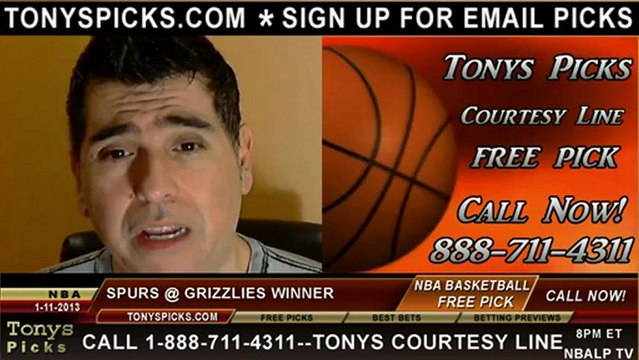 Memphis Grizzlies versus San Antonio Spurs Pick Prediction NBA Pro Basketball Pointspread Over Under Betting Odds Preview 1-11-2013