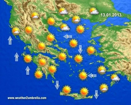 Ο καιρός της Κυριακής 13 Ιανουαρίου 2013