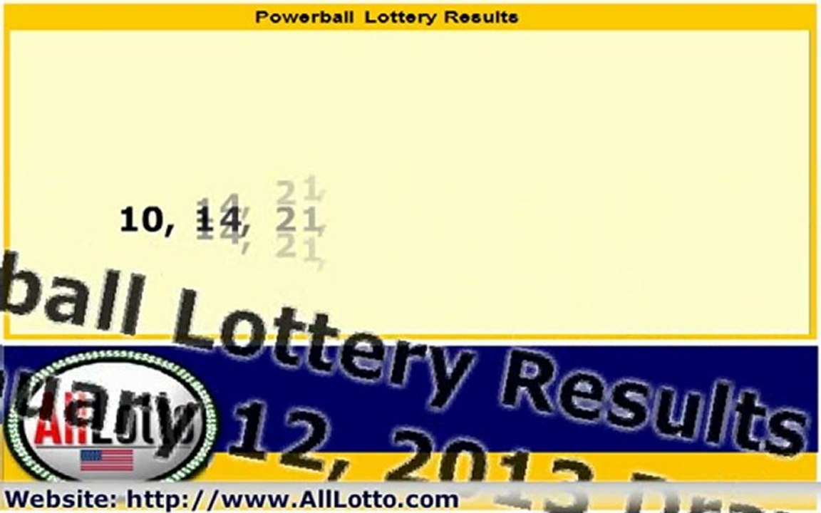 Powerball Lottery Drawing Results for January 12, 2013