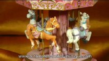 Lutèce Créations, le spécialiste des automates et des boîtes à musique, présente ce carrousel musical miniature avec chevaux faisant partie de sa collection de manèges musicaux animés (grandes roues, carrousels etc...).