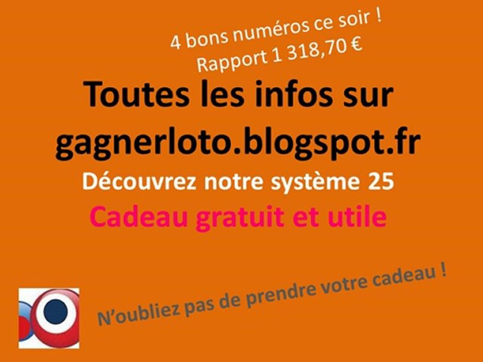 Résultat tirage loto du samedi 12 janvier Encore 4 bons numéros dans notre systeme 25