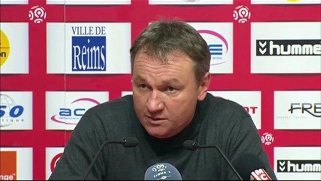 Conférence de presse Stade de Reims - SC Bastia : Hubert FOURNIER (SdR) - Frédéric HANTZ (SCB) - saison 2012/2013