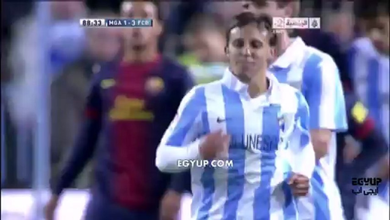 اهداف مباراة ملقا و برشلونة
