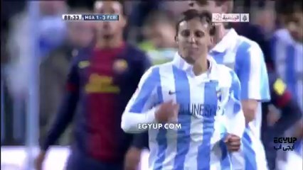 اهداف مباراة ملقا و برشلونة