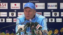 Conférence de presse FC Sochaux-Montbéliard - Olympique de Marseille : Eric HELY (FCSM) - Elie BAUP (OM) - saison 2012/2013