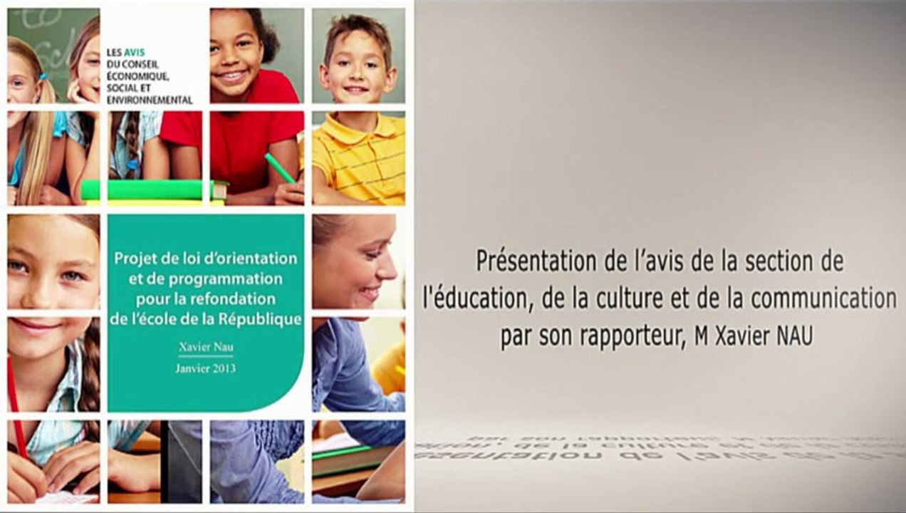 Avant-Projet de loi d'orientation et de programmation pour la refondation de l'école de la République - cese