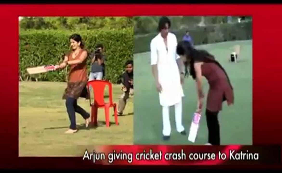 Katrina learning Cricket from Arjun Rampal.mp4