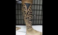Tatuajes Maories Polinesios en el Gemelo y la Tibia de la Pierna para Hombre de ROBERTTO ORIGINAL TATTOO de RIO DE JANEIRO