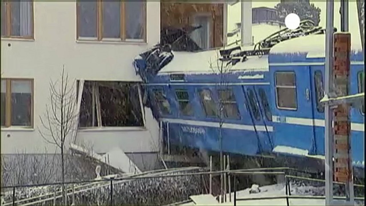 Cleaner drives Swedish train and crashes into building
