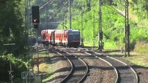 Züge auf dem Pündericher Viadukt bei Reil a.d. Mosel, CFL 185, NIAG Re481, 181, 442.2, 2x 628