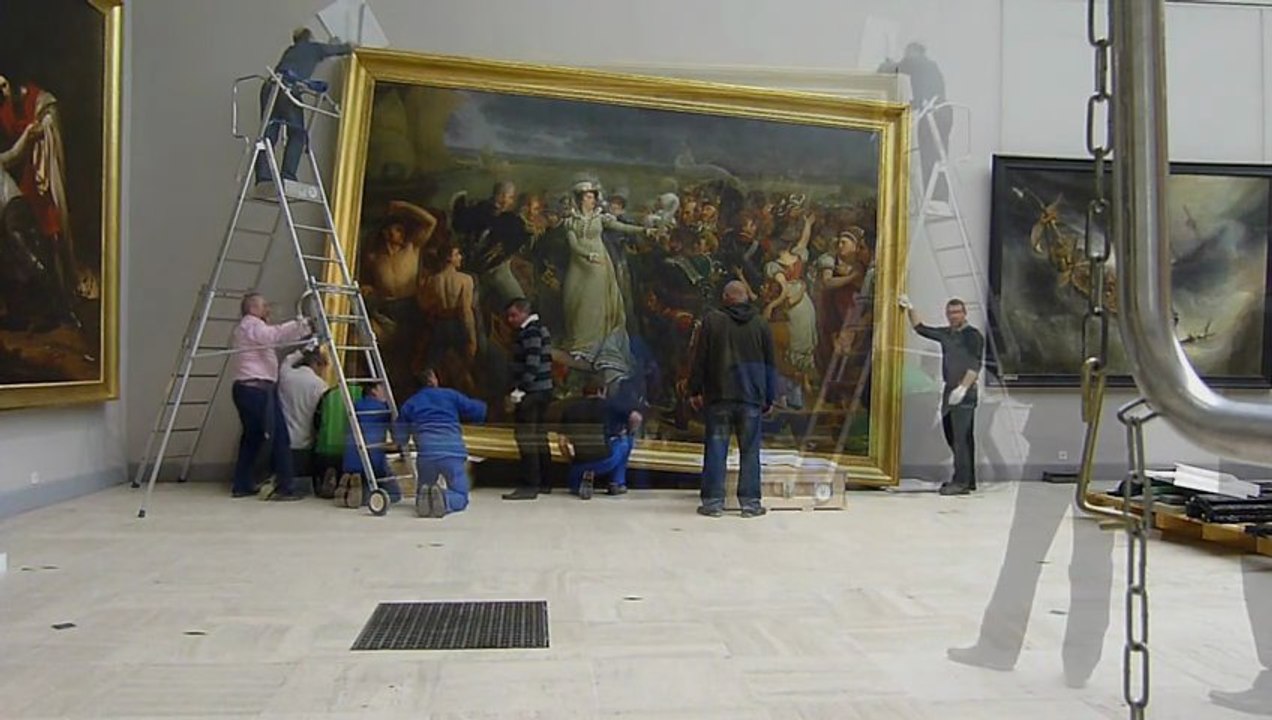 "L'Embarquement de la duchesse d'Angoulême à Paillac", 1818, par Antoine-Jean GROS (Baron). Déplacement des grands formats. Réfection de l'aile nord. Musée des Beaux-Arts de Bordeaux.