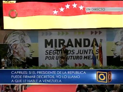 Capriles exige al presidente Chávez que llame y se comunique con Venezuela