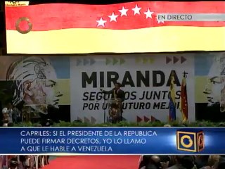 Capriles exige al presidente Chávez que llame y se comunique con Venezuela