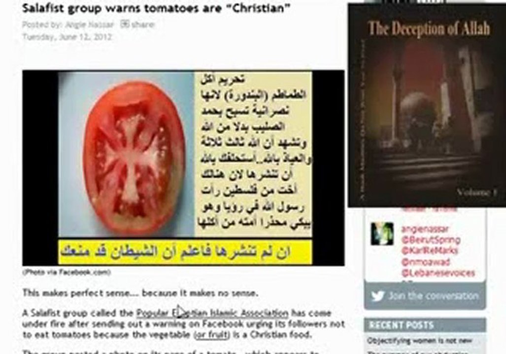 Tomatoes are Christian Food MUSLIM WARNS !!