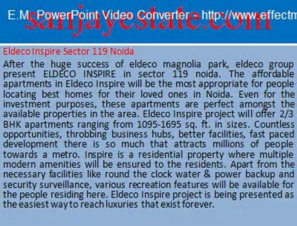 Eldeco Inspire : BUY eldeco greater noida  ::sanjayestate.com:: Greater Noida Projects