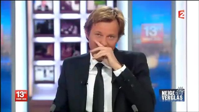 Chutes sur le verglas lors du JT... et Laurent Delahousse qui tente de maîtriser un début de fou-rire !