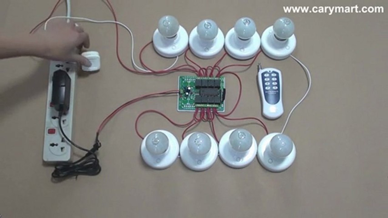 8 Channel RF Receiver & 8-Button Remote Transmitter