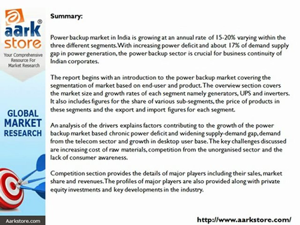 Aarkstore.in - Power Backup Market in India 2010 - Energy & Resources, Devices