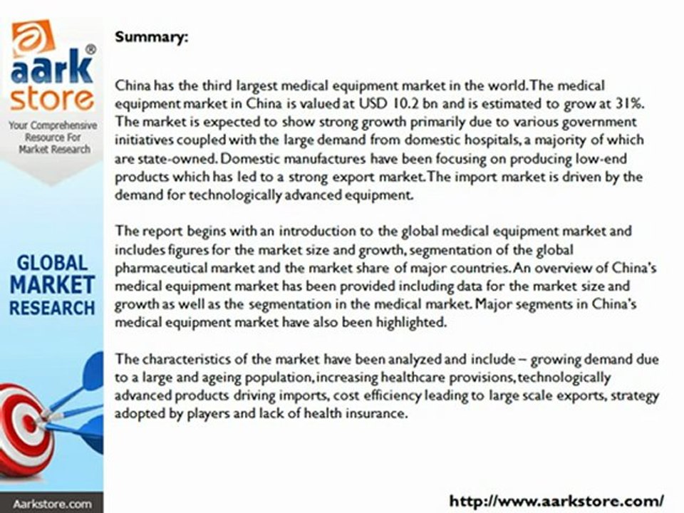 Aarkstore.in - Medical Equipments Market in China 2010 - Devices, Healthcare