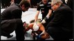 Pedro Nobre is treated by doctors after an illegal strike from Yuri Alcantara in their bantamweight at the UFC on FX