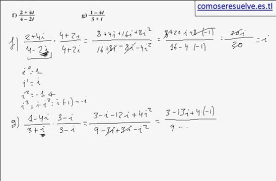 Cociente de número complejos en forma binómica