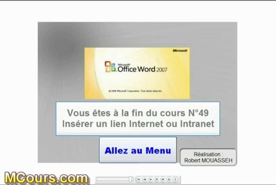 Tutoriel WORD 2007: Cours N°49 Comment insérer un lien hypertexte internet ou intranet