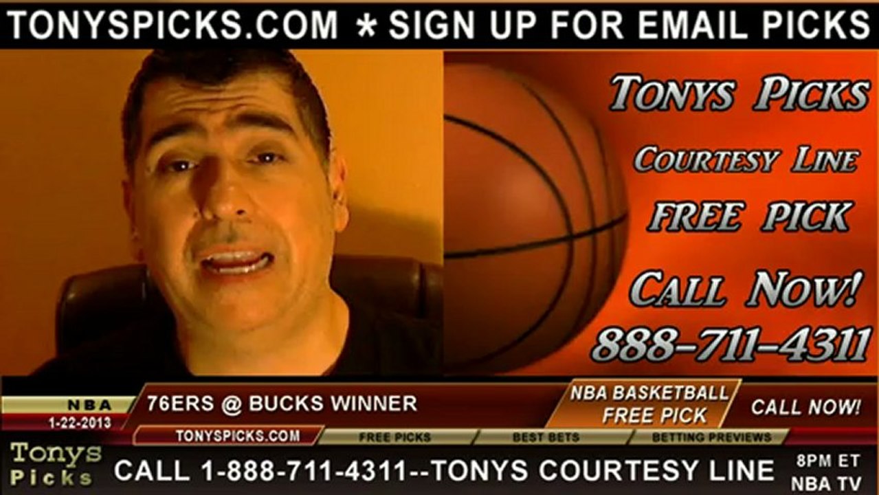 Milwaukee Bucks versus Philadelphia 76ers Pick Prediction NBA Pro Basketball Odds Preview 1-22-2013