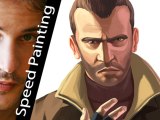GTA 5 - wonderful TIMELAPSE of Niko Bellic! SPEED PAINTING of Grand Theft Auto' Hero by Andrea Reali