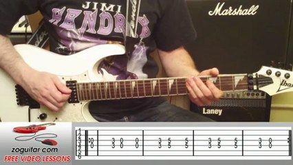 Kiss - Heaven's On Fire (main riff) + TAB