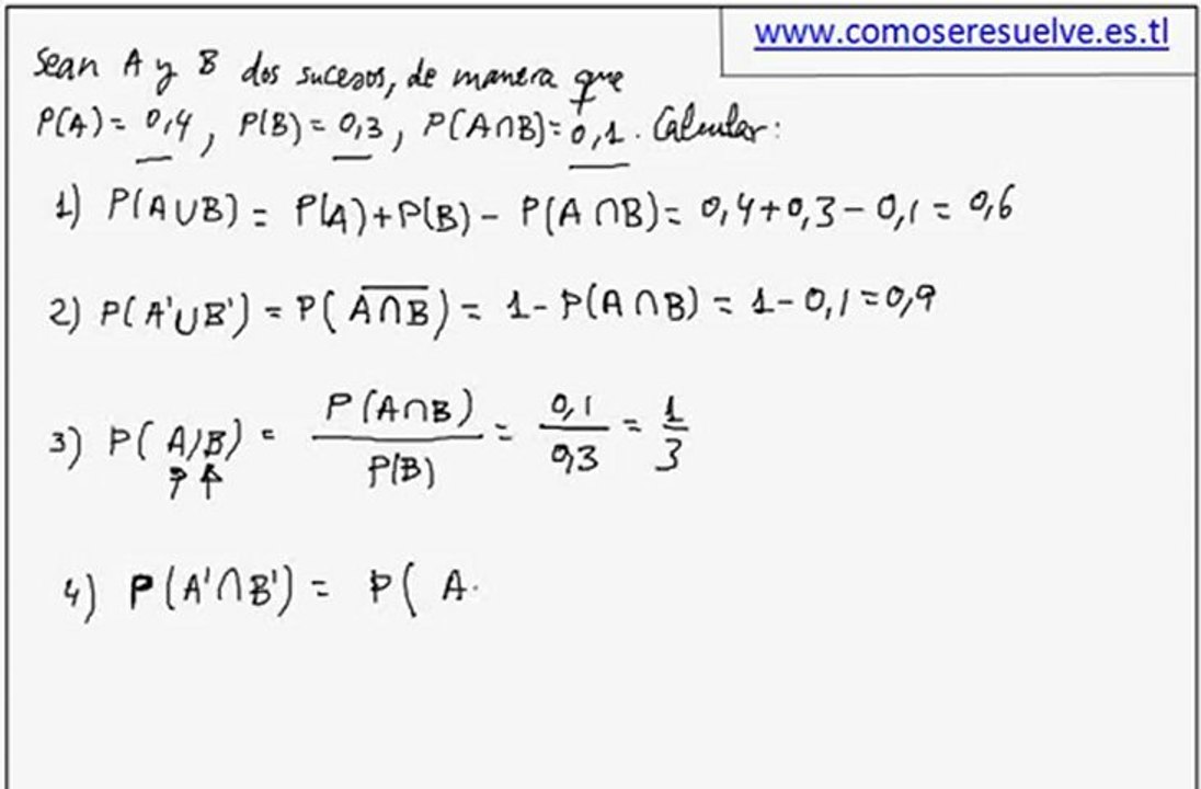 Calculo de probabilidades de dos sucesos ejemplo 2