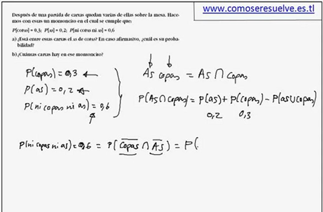 Calculo de probabilidades con cartas ejemplo 6