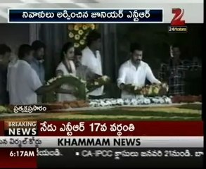 Jr NTR & Pranathi pays tributes at NTR Ghat