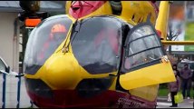 Décollage de l'hélicoptère Dragon au centre-ville de Cherbourg