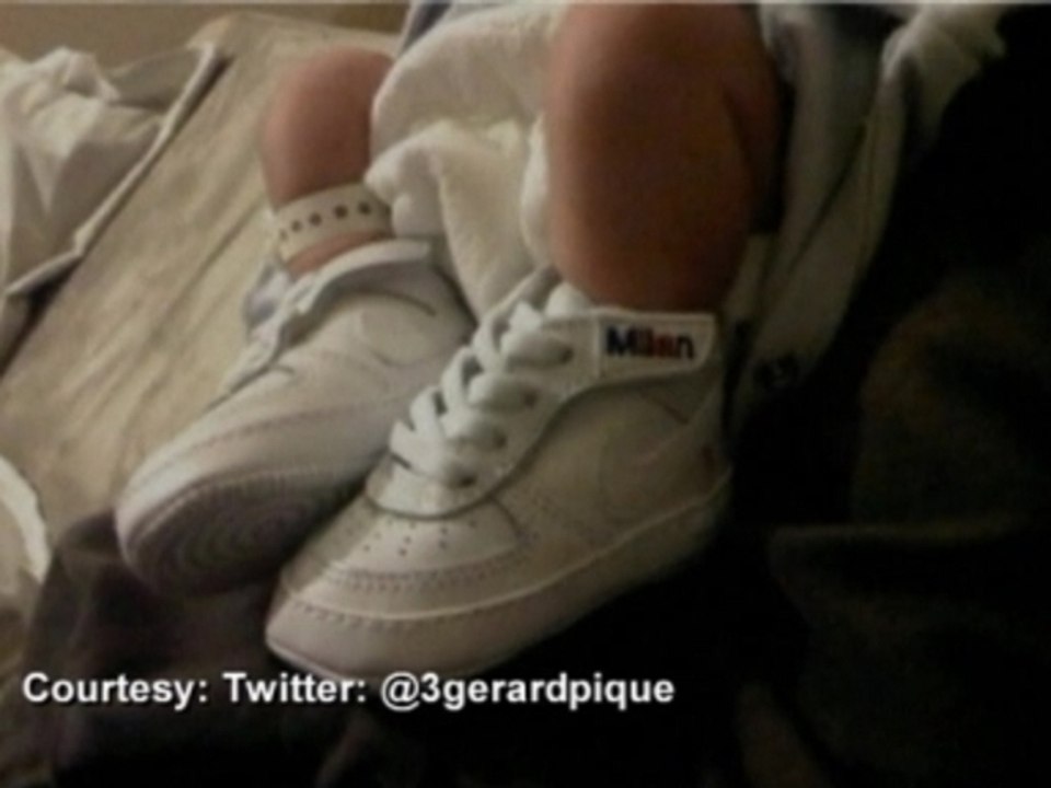 Shakira and Gerard Pique show off first shots of baby Milan