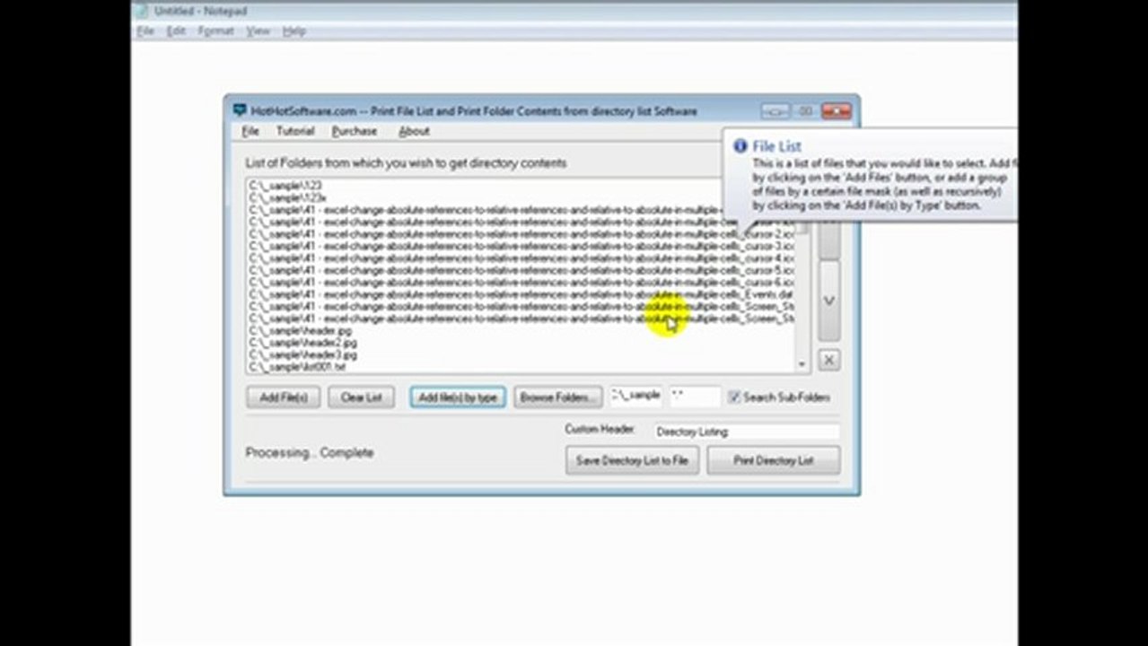 How to print off a list of directory contents in multiple directories