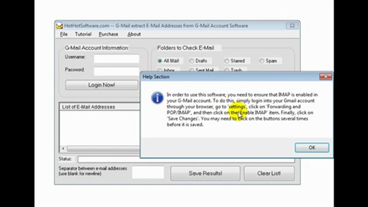 How to extract e-mail addresses from your gmail account