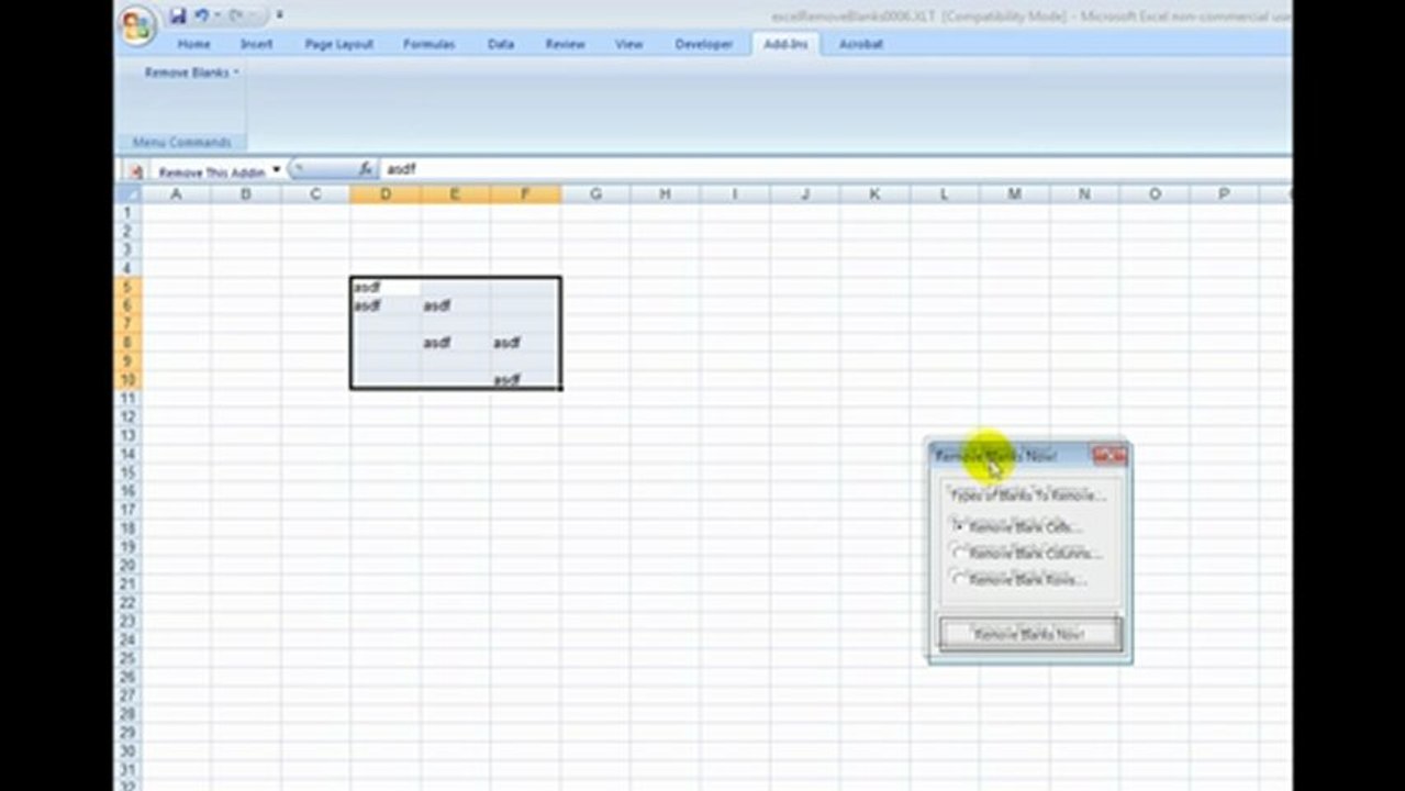 How to remove blank rows or blank columns from an excel spreadsheet