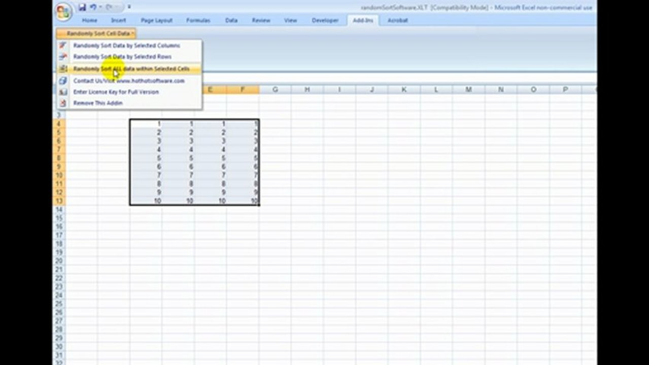 How to randomly sort data in Microsoft excel