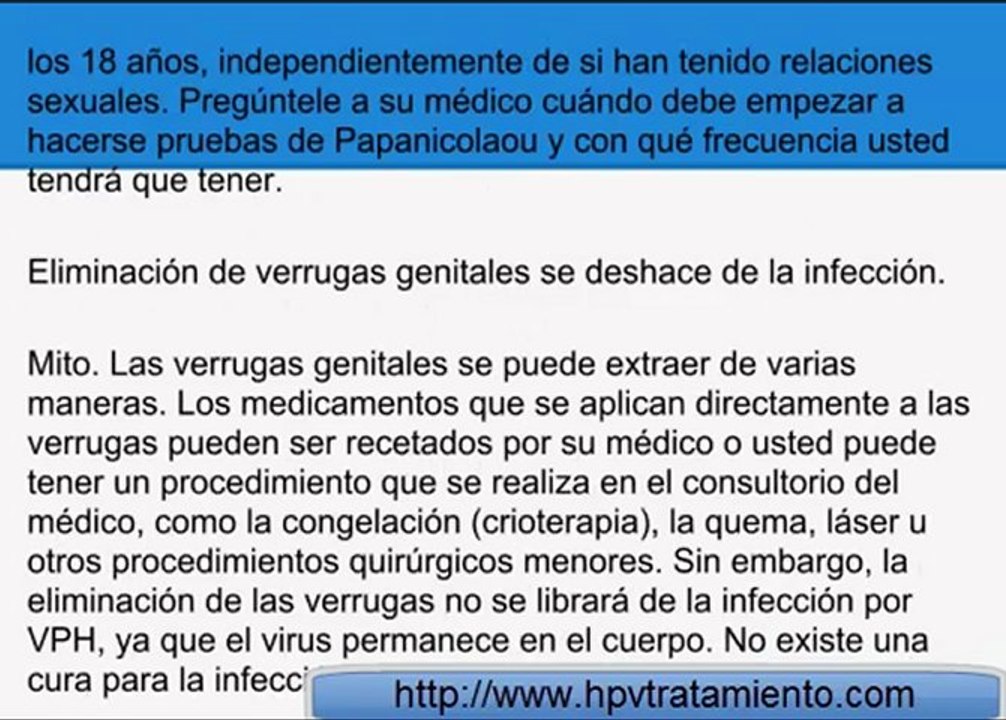 Hechos y mitos del VPH