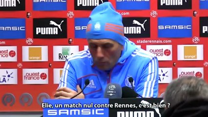La réaction d'Elie Baup après Rennes-OM (2-2)