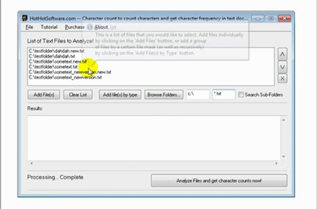 How to get a character count of text files, and/or multiple text files with the click of a button