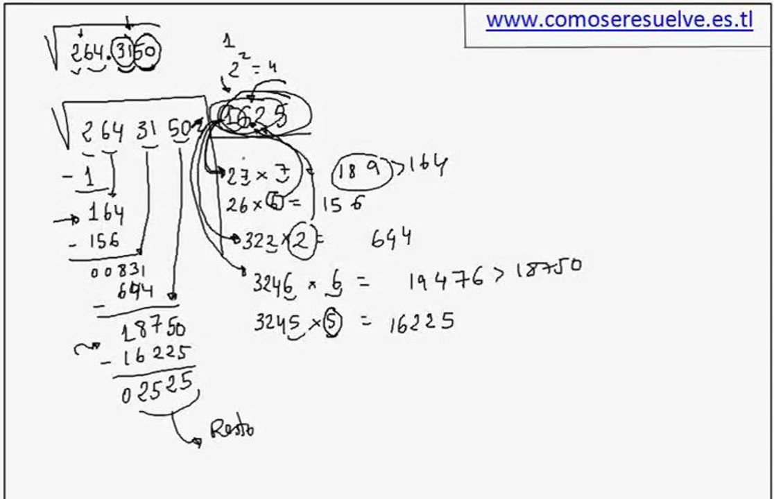Raiz cuadrada con decimales ejemplo 1