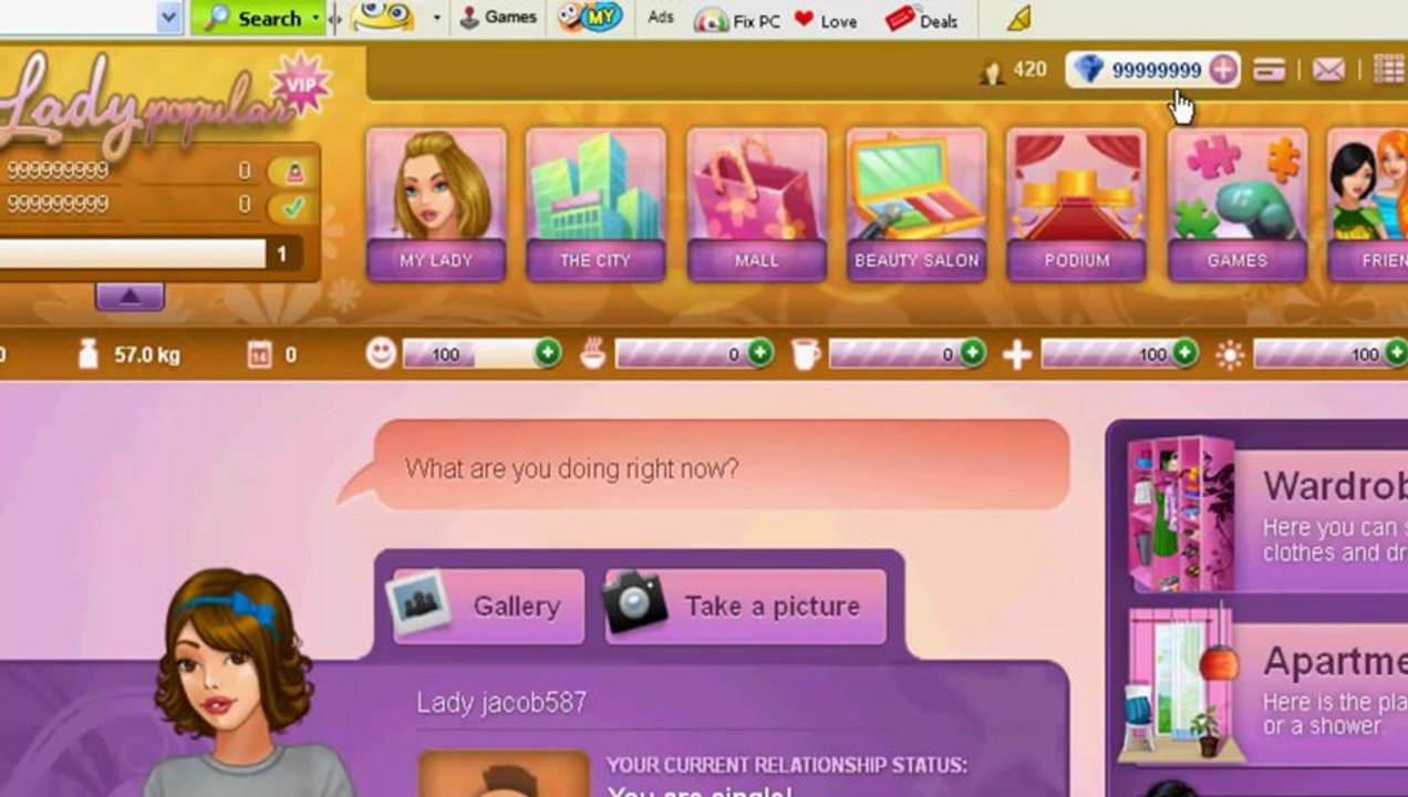 Lady Popular Money, Points And Diamons Hack 2013