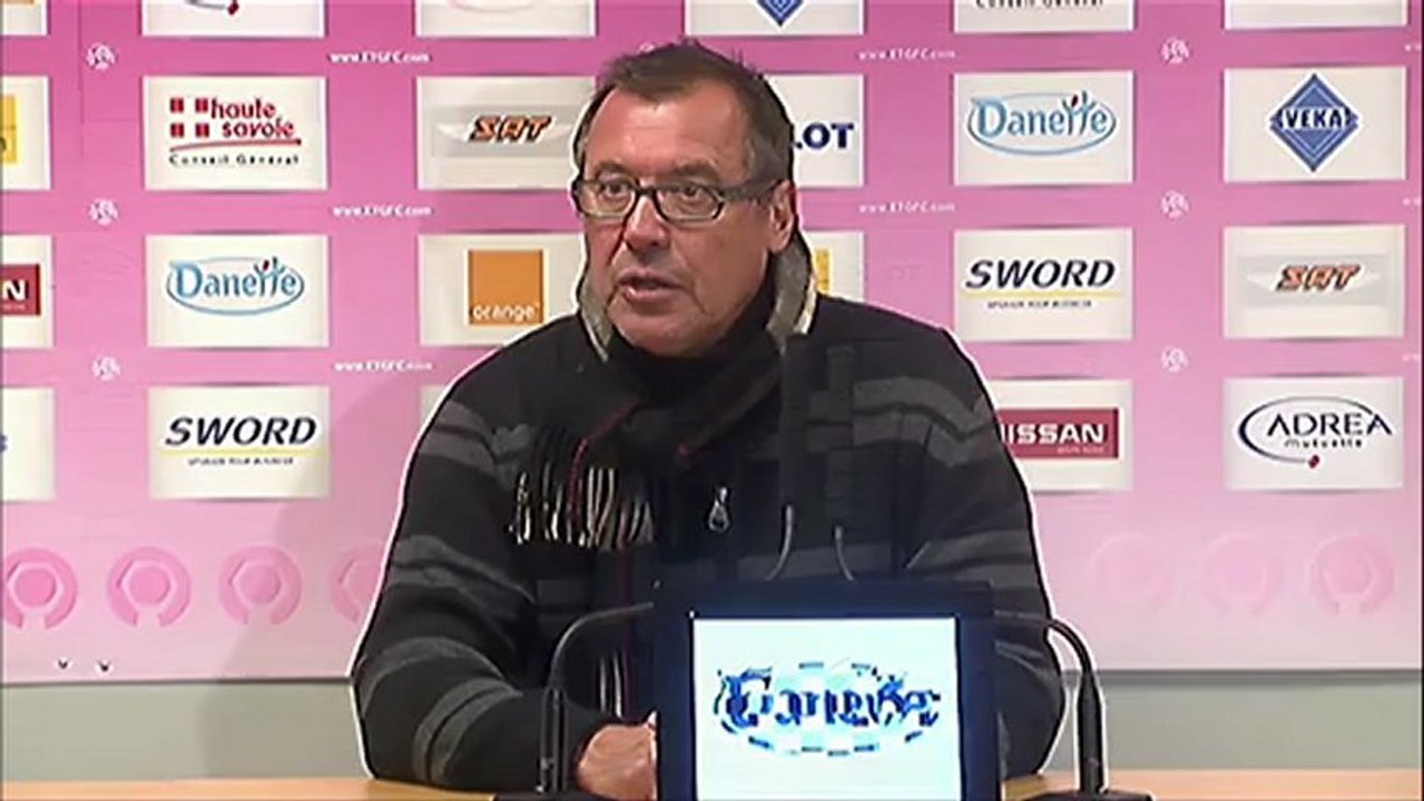 Conférence de presse Evian TG FC - AC Ajaccio : Pascal DUPRAZ (ETG) - Albert EMON (ACA) - saison 2012/2013