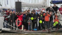 Arrivée de François Gabart sur Macif, vainqueur du Vendée Globe 2012